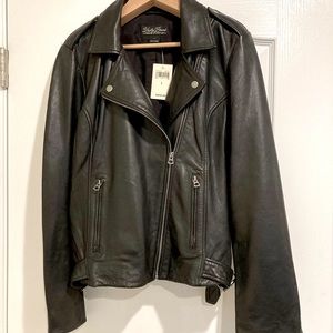 NWT women’s black leather moto jacket